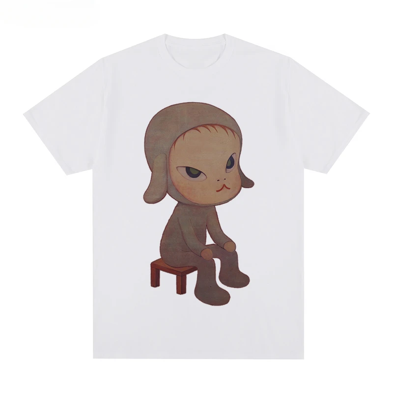 Хлопковая мужская футболка, новинка, футболка, женские топы, топы Yoshitomo Nara, безсонная, с ночным сидением, мультяшная футболка, Джоджо, Необычные Приключения
