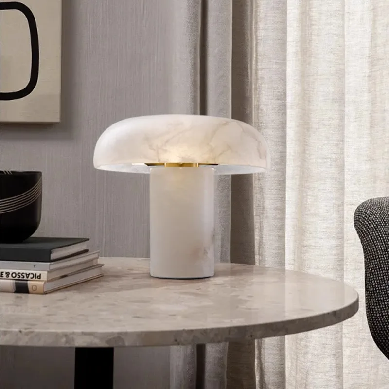 Contemporary Living Room Dining Room Creative Mushroom Shaped Marble Table Lamp Bedroom Bedside Desk Brass Table Light