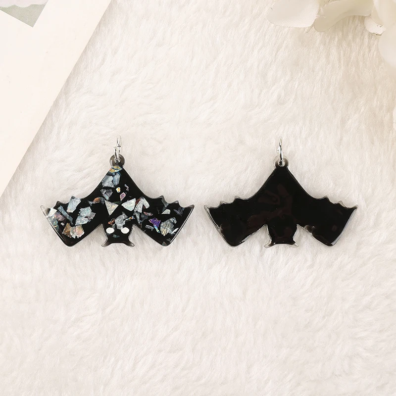 8Pcs Halloween Charms resina ciondolo pipistrello nero per portachiavi collana gioielli fai da te