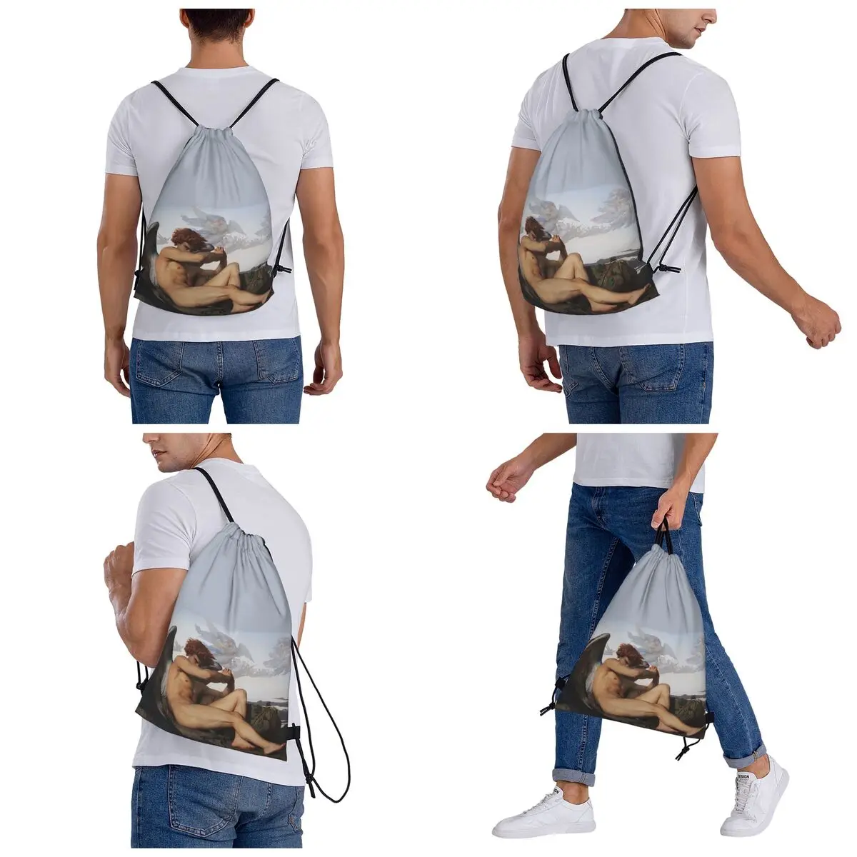 Fallen Angel By Alexandre Cabanel Backpacks Fashion Drawstring Bundle Pocket Sundries Bag Book Bags for Man Woman Students
