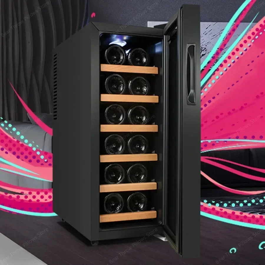 Black Wine Cabinet Cooler Narrow Thermostatic European Style Standing Fridge Design Wine Rack Small Szafka Barek Bar Furniture