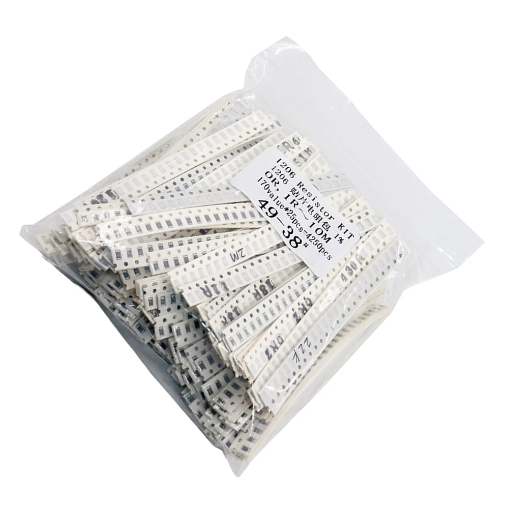 1206 Resistor Kit 4250 Pieces 1ohm To 10M Ohm 1% 170 Values Assortment For PCB Assembly And Electronic Component T