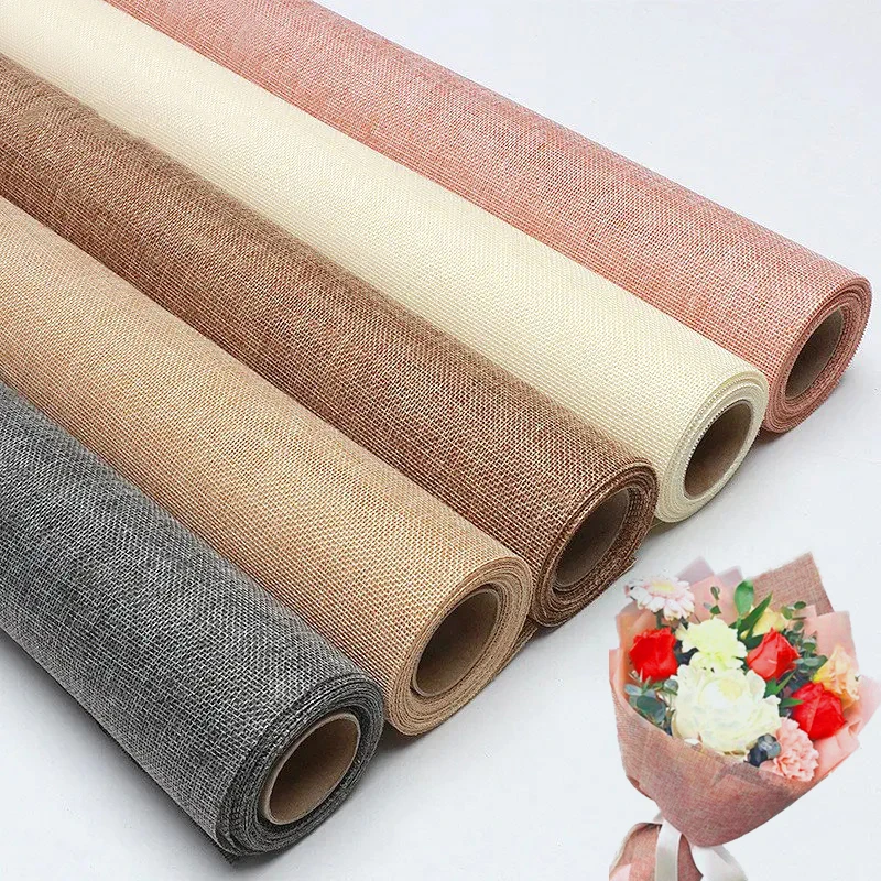 48cm X 4.5m impermeabile lino cotone fiore avvolgimento carta artigianale Bouquet colorato imballaggio fioristi fai da te festa regalo di colore