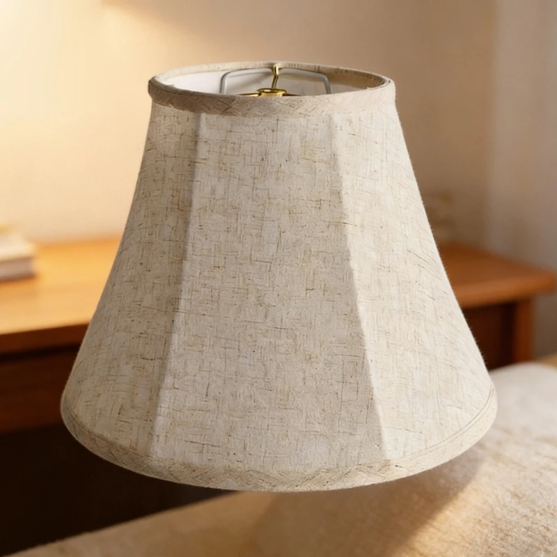 Fabric Lamp Shade with Iron Support Construction, Light-Filtering Cover, and Tool-Free Folding Frame for Softer M4YD