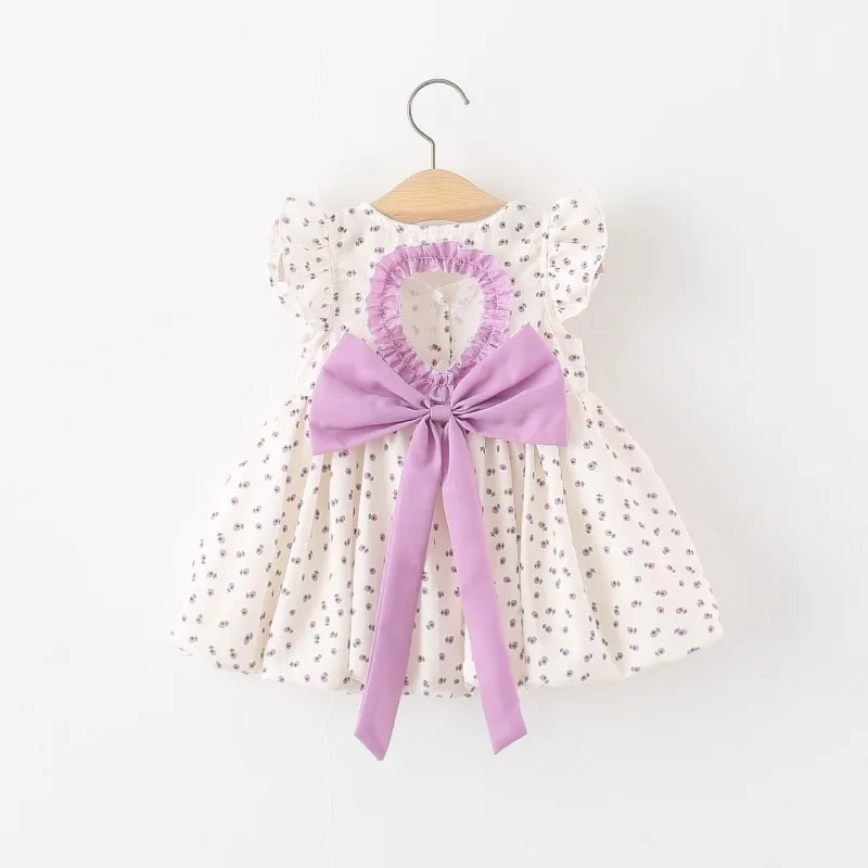 Children's Clothing, Girls' Dress, Summer Children's and Girls' Baby Love Backless Flower, Big Bow Flower Bud Princess Dress
