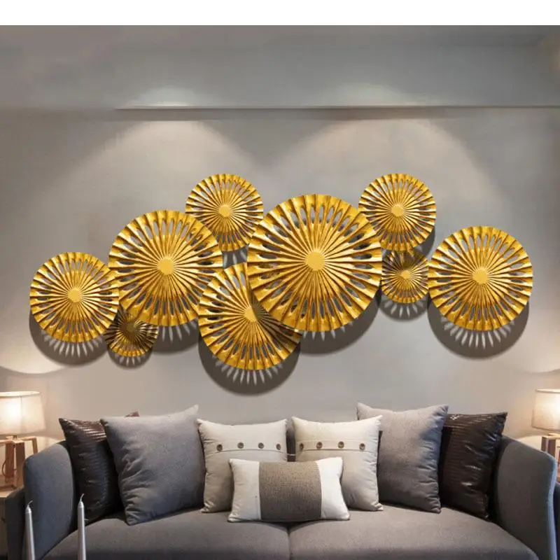 Golden Round Wall Hanging Ornaments Aesthetic Room Decor Backdrop Display Hollow Crafts Pendants Decoration Accessories