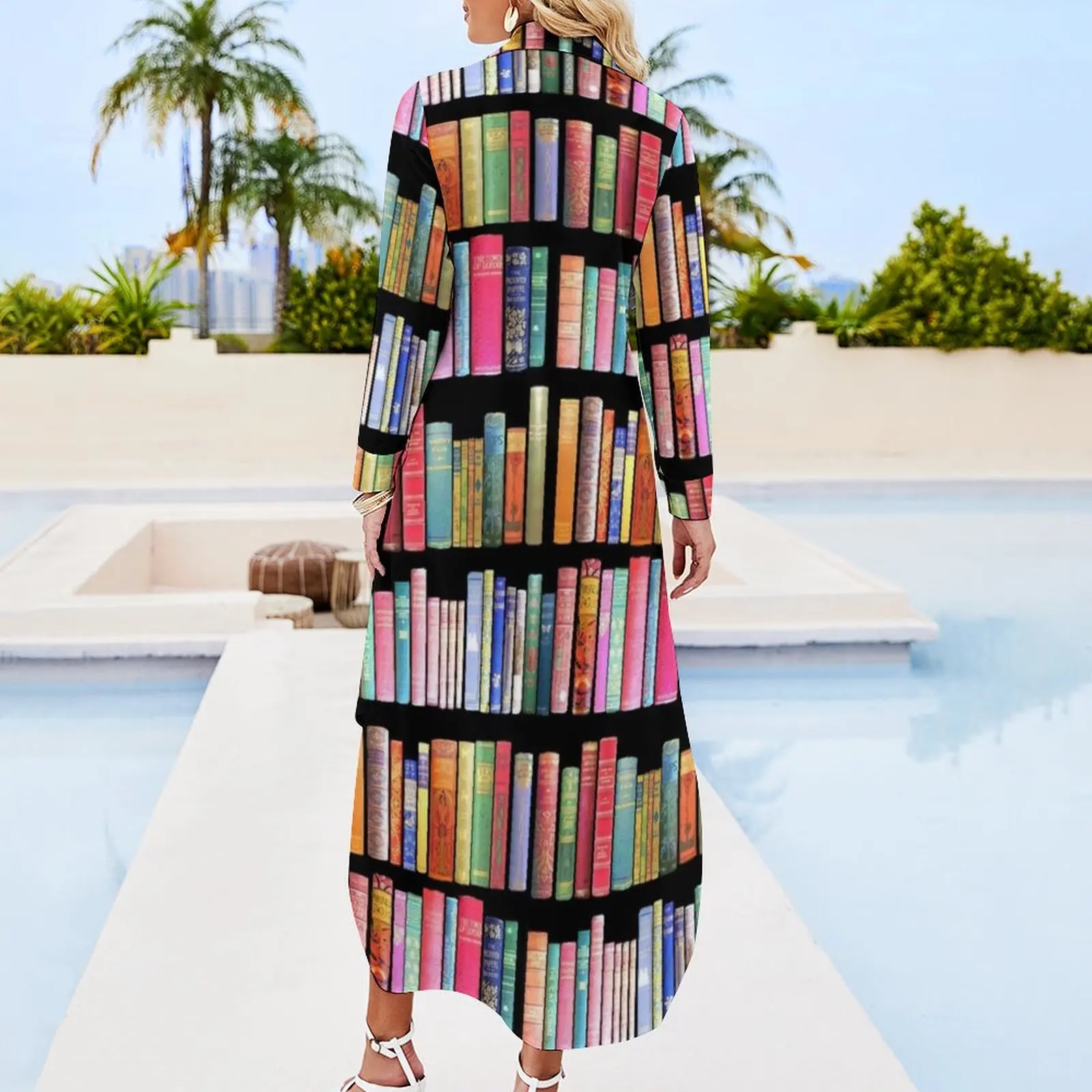 Bookworms Delight / Antique Book Library for Bibliophile Long Sleeved Shirt Dress Cocktail of dresses