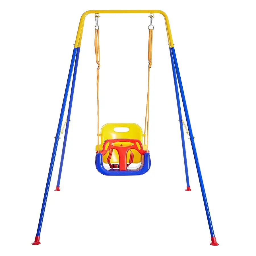 

Toddler Swing with Foldable Metal Stand for Toddlers Aged 110 Years, 3in1 Baby Swing Set with 4 Sandbags for Backyard Indoor Ou