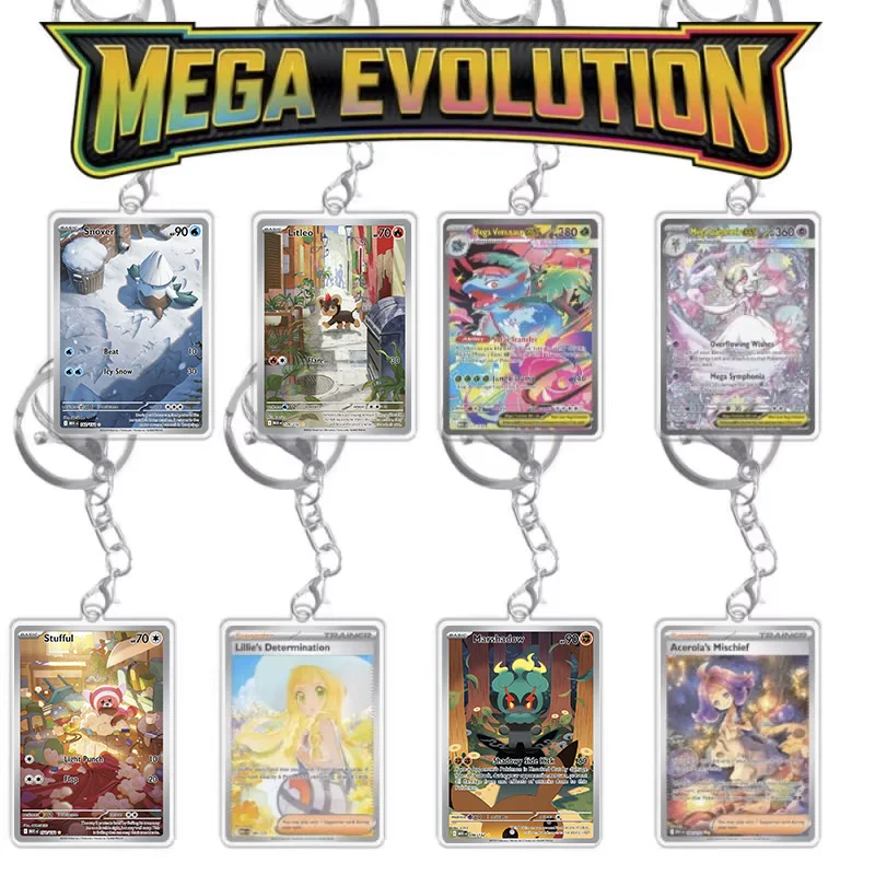

Art Keychain Card Pokemon Lillie Riolu Acerola Gardevoir M1 Mega Evolution Anime Game Self Made Acrylic Gift Pendant Decoration