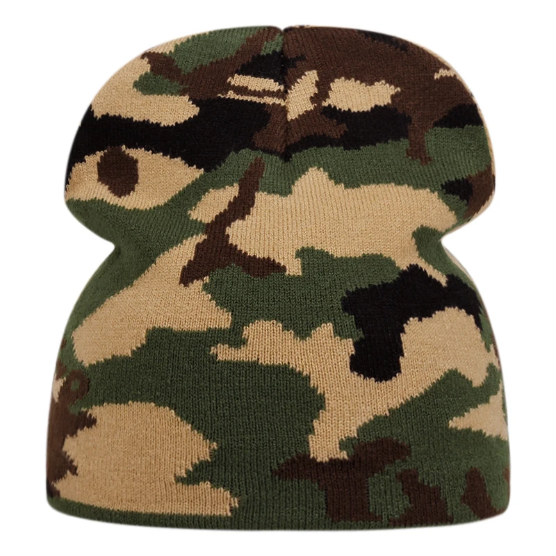 Simple camouflage knitted hats for men and women, autumn and winter outdoor warm sports event woolen hats, bean hats