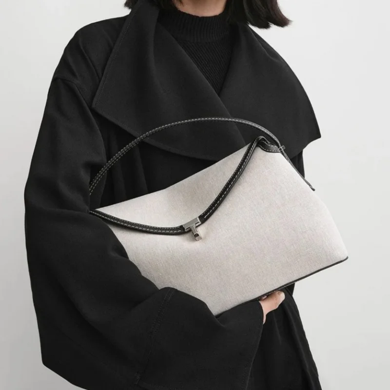 

Subtle TOTEMET handbag, linen and leather versatile women's bag, crossbody bag, women's large capacity bag