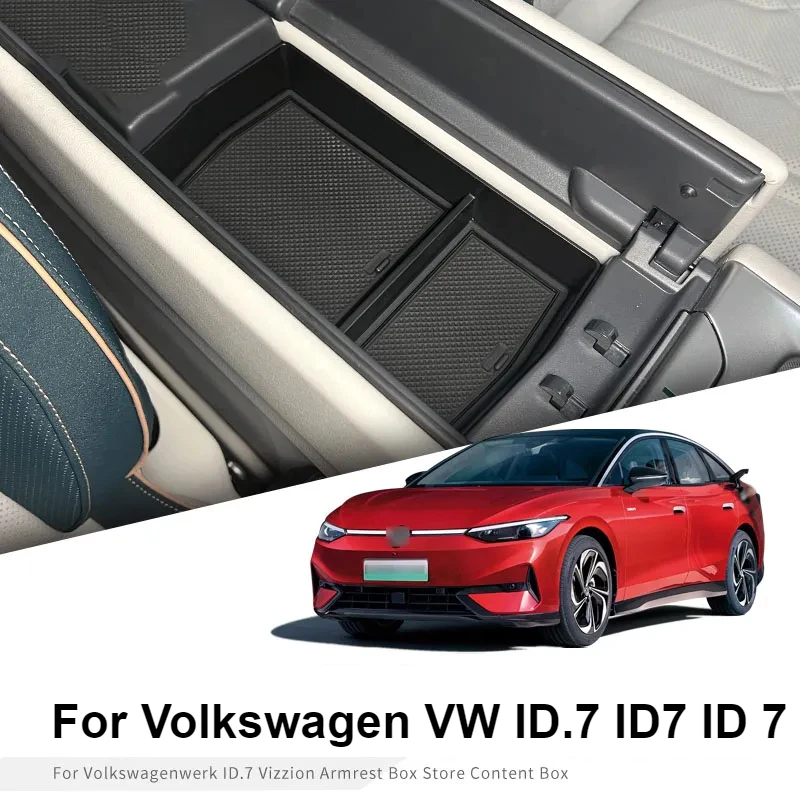 Car Storage Box For Volkswagen VW ID.7 ID7 ID 7 Accessories 2024 2025 Central Console Sundries Armrest Sundries Organizer