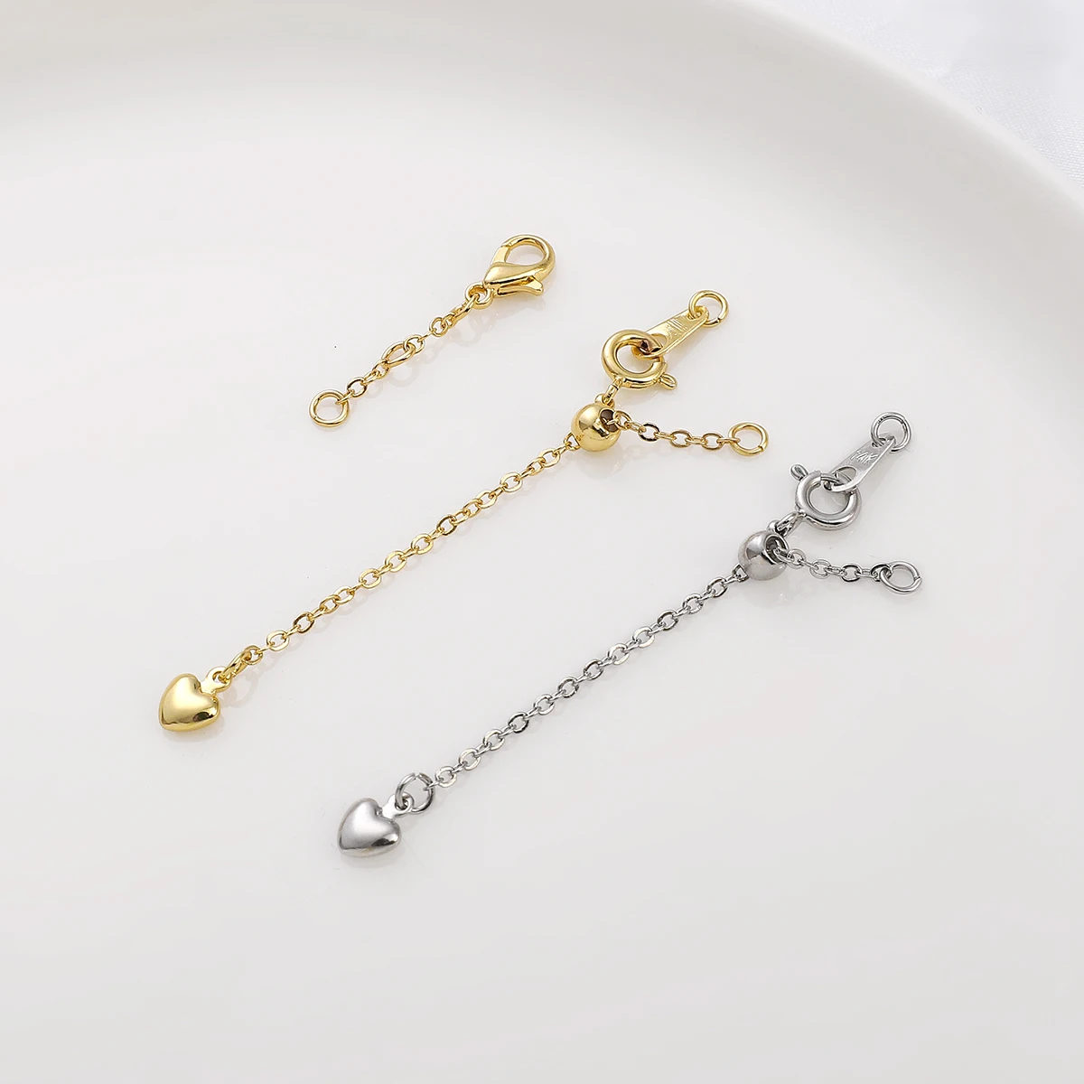 Cadenas chapadas en oro de 14 quilates, cadena extensora de pulsera de latón con colgantes y conectores para fabricación de joyas DIY