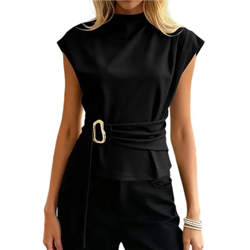 

Женские блузки CYL: весенние топы с рукавами-крылышками, воротником-стойкой, рабочие рубашки, туники с пряжкой, летние деловые повседневные топы