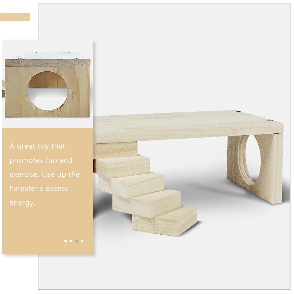 الدرج الدوار قفص خشبي للحيوانات الأليفة الصغيرة متعة تسلق ممارسة منصة الهامستر تسلق سلم الخشب الهامستر #3