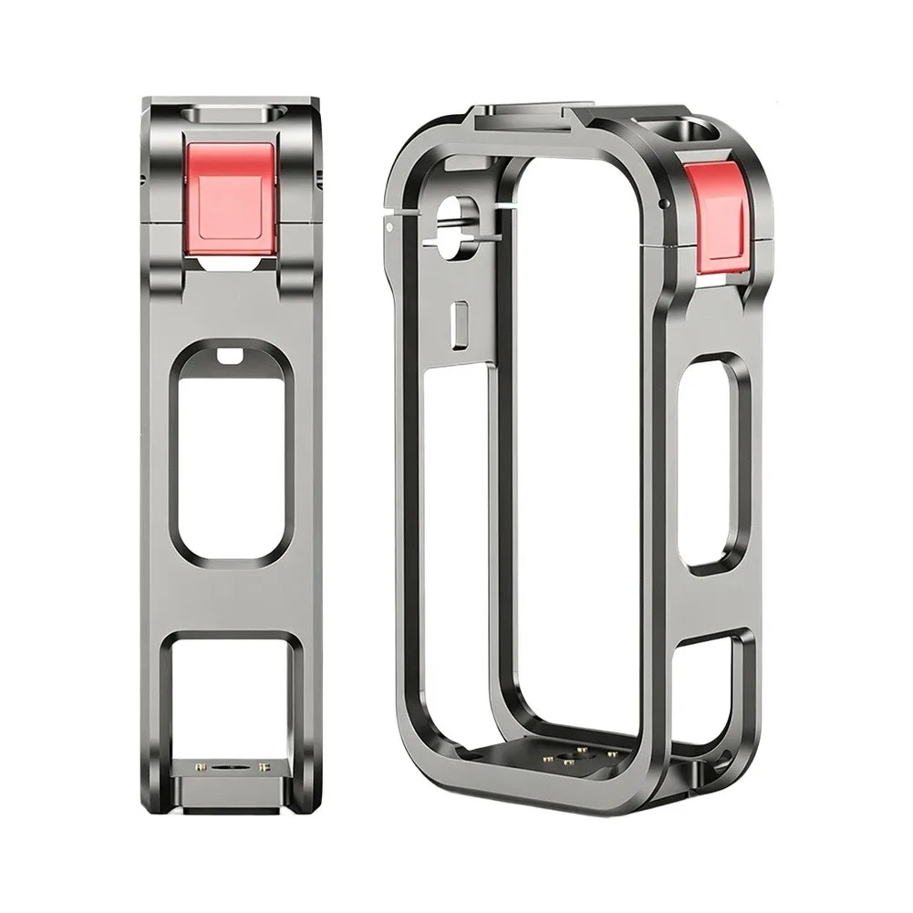 1pc Aluminum Alloy Protective Bezel Case Gray With Cold Shoe For Insta360 X6 Camera Lightweight Metal Cage Frame Mount Accessory