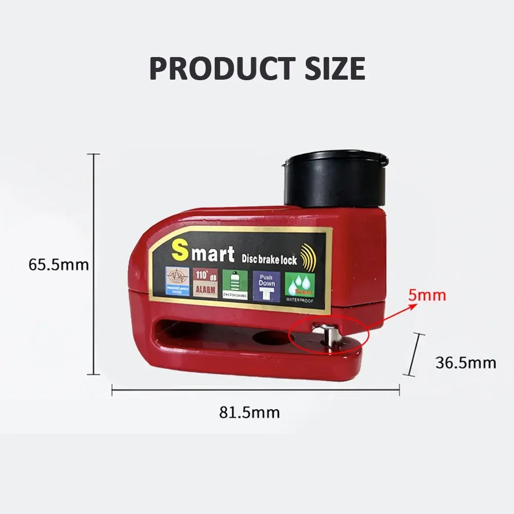 Motorcycle Scooter Disc Brake Alarm Lock Anti-Theft Bicycle Wheel Security Protection Waterproof Aluminum Alloy Anti-Theft Lock