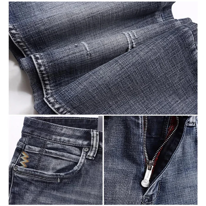 

Fashion Designer Men Jeans Retro Washed Blue High Quality Stretch Slim Fit Ripped Jeans Men Italian Style Vintage Denim Pants