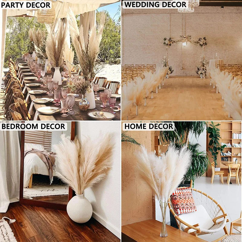 38inch Tall Artificial Flower Pampas Grass Decor Fluffy Faux Reed for Floor Vase Filler Home Boho Decor Wedding Party Decoration