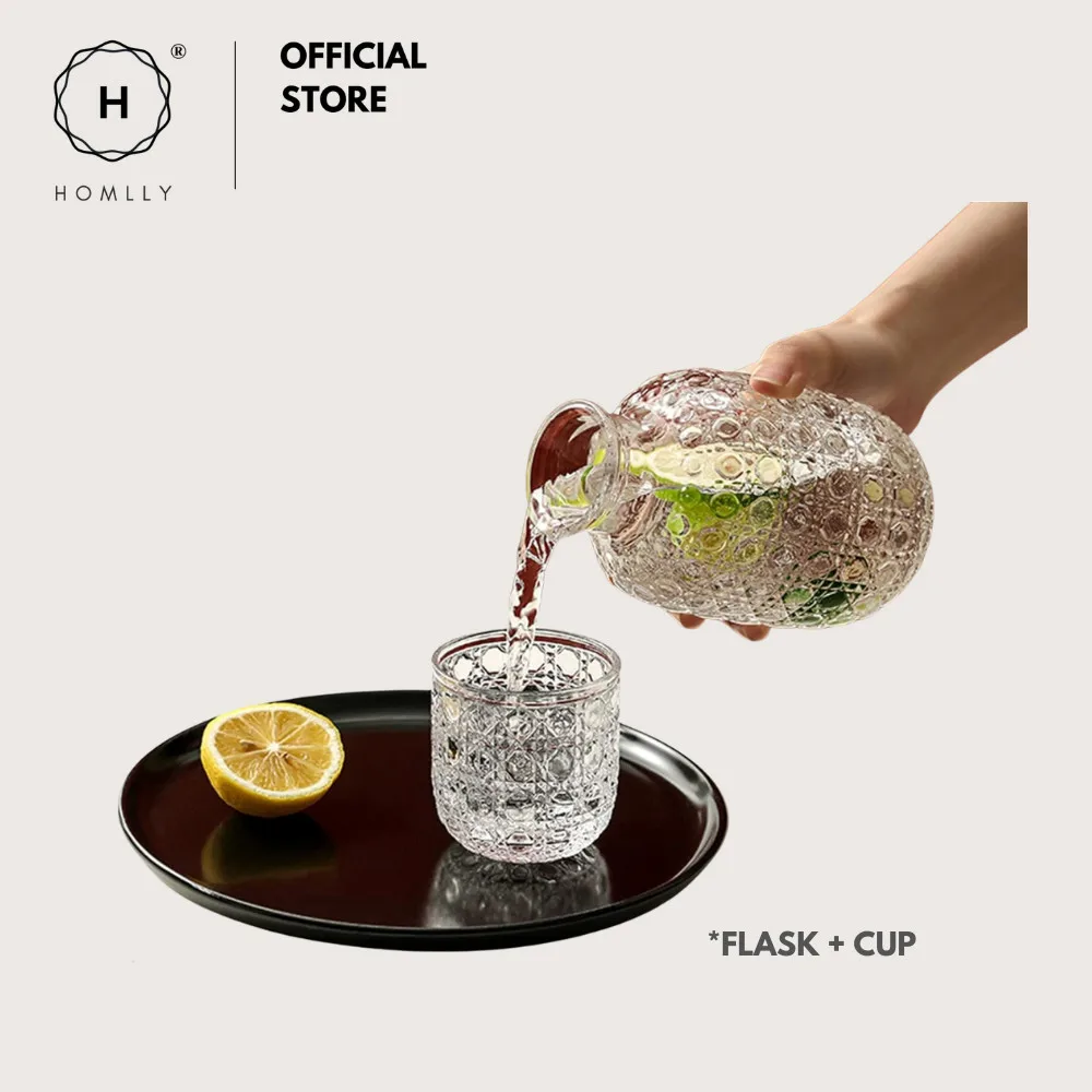 

Homlly Clive Прозрачный прикроватный графин со стеклянной чашкой для спальни или кухни