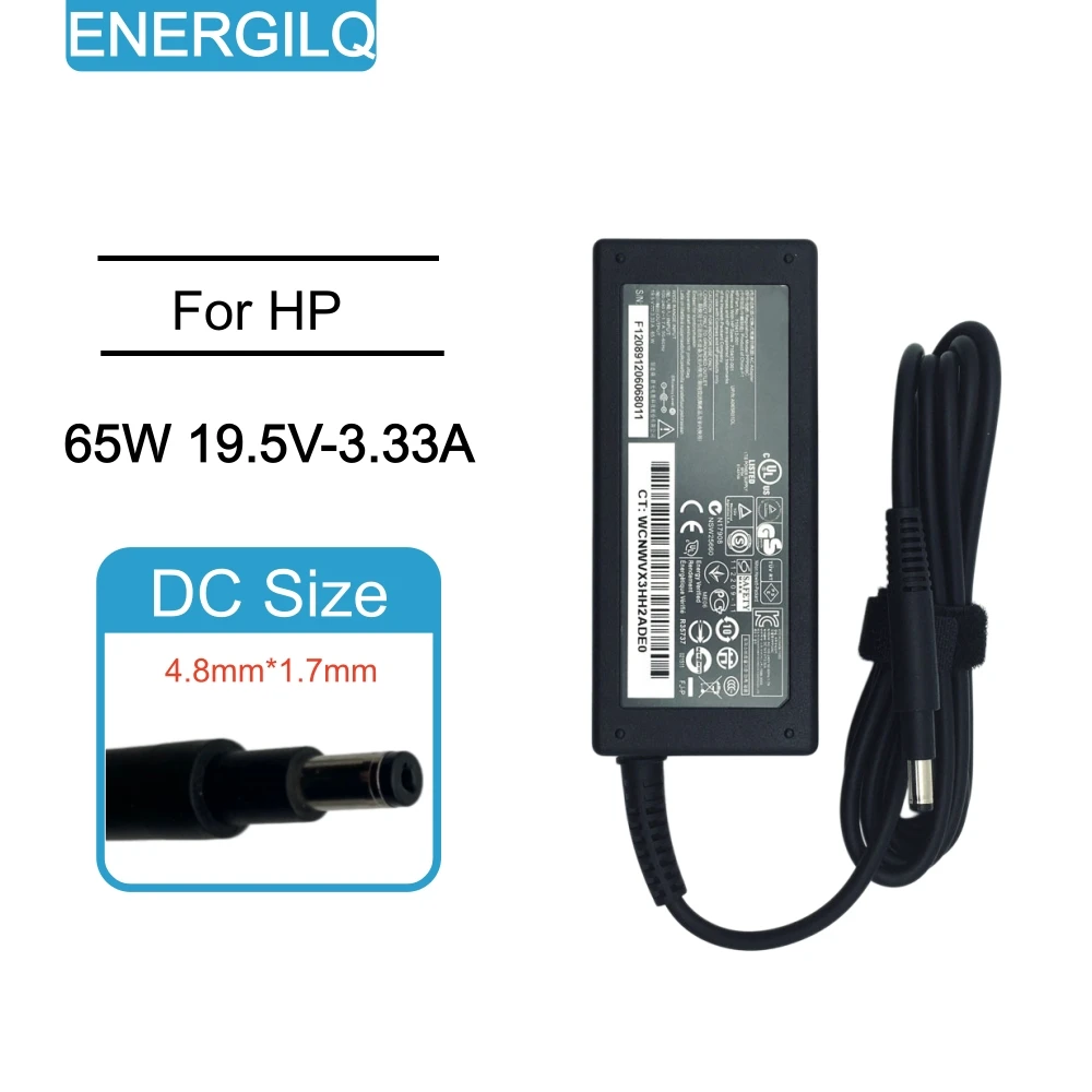 Adaptador de fonte de alimentação 65W 19.5V 3.33A 4.8*1.7MM para HP TouchSmart Sleekbook 14-B109WM Envy 4 6 Series Carregador de laptop 693715-001