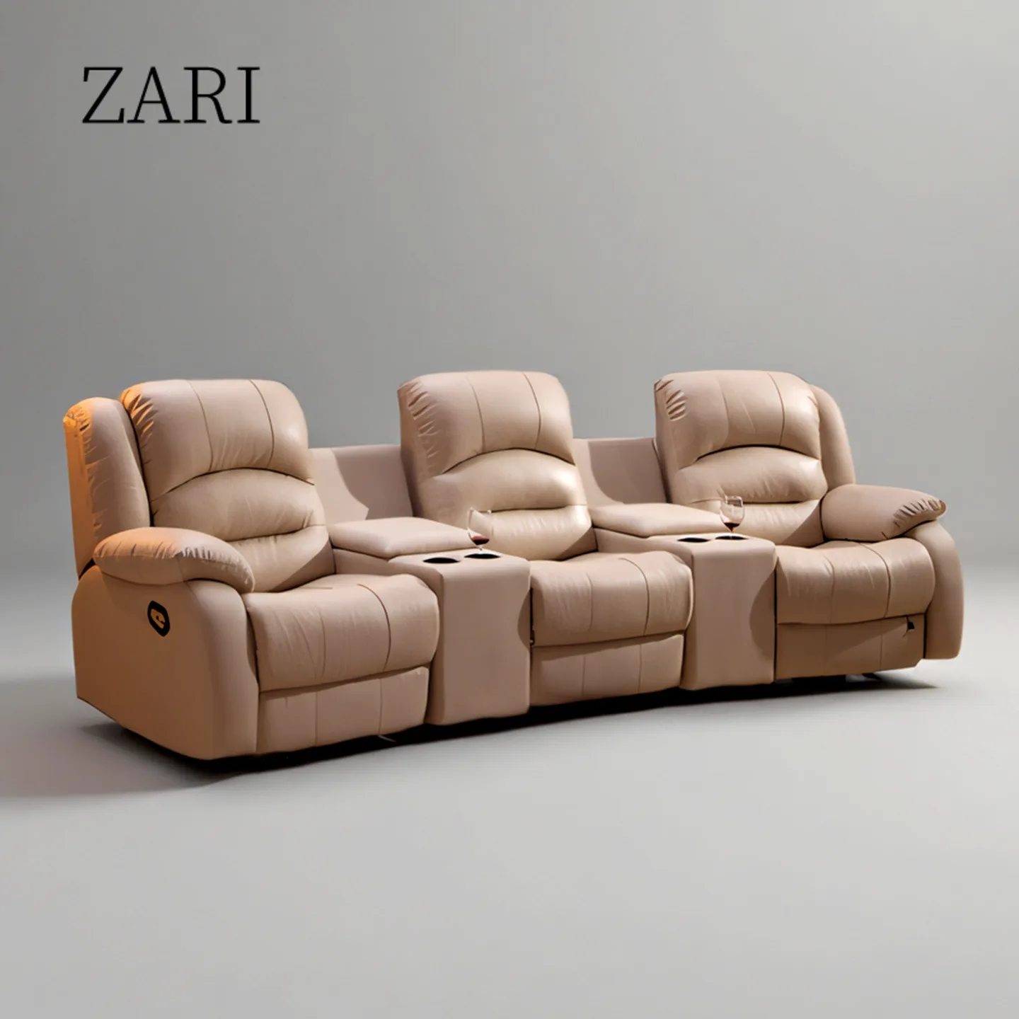 أريكة جلدية من الطبقة الأولى من جلد البقر، مجموعة فنية من الجلد الكهربائي لغرفة الفيديو وقاعة التلفزيون، كرسي أريكة متعدد الوظائف