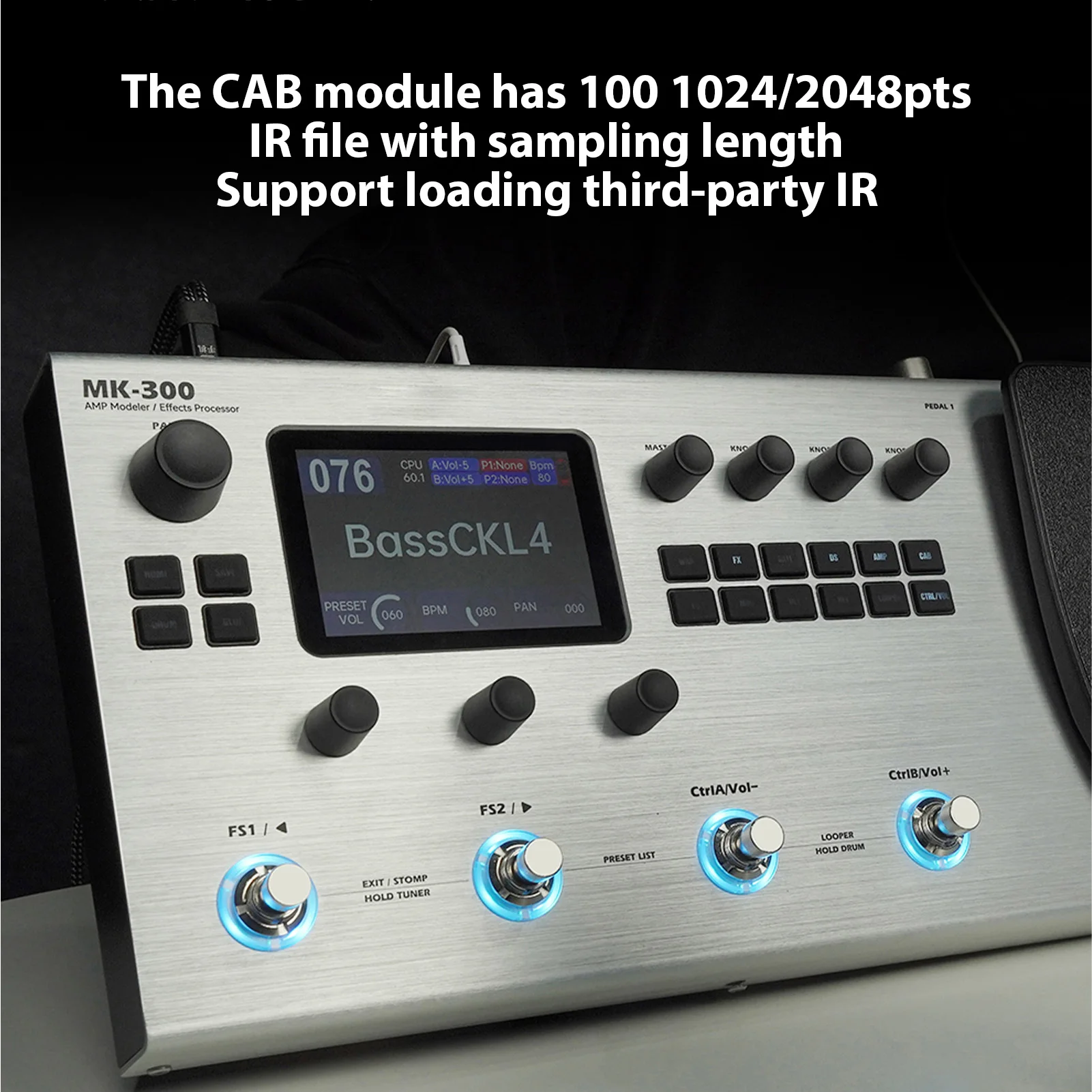 M-VAVE Guitar Effects Processor 120 AMP Models Drum Machine Loop MIDI Interface Re-Amp Portable Guitar Multi-Effects Processor