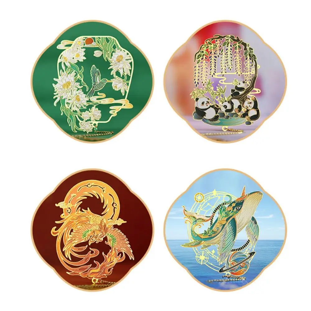 12 Month Hollow Metal Bookmarks Creative Tassel Pendant Chinese Beasts Bookmark Carving Retro with Chain Pendant Metal Bookmark