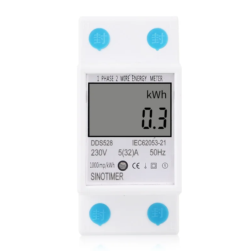 DDS528 Watt Hour Meter DIN Guide LCD Digital Display Power Consumption kWh Multifunction Single Phase AC 230V Watt Hour Meter