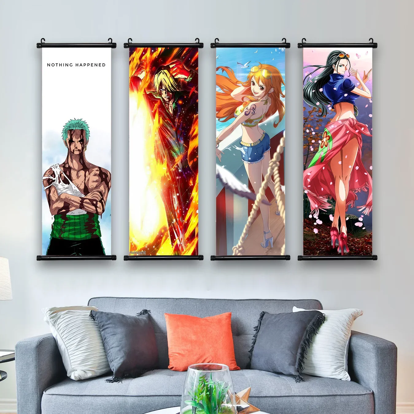 Anime ONE PIECE Poster Sanji Roronoa Zoro Canvas Luffy Painting Art Nami Print Kids Mural for Hanging Scrolls Room Decoration