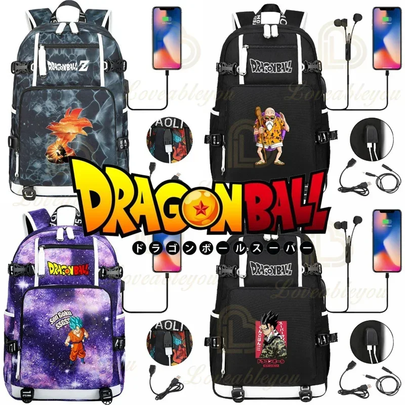 Mochila escolar Chiaotzu, Mochila Dragon Ball Z con USB, bolsas Goku para estudio, papelería, bolsas para libros Bejita, Mochila para estudiantes de primaria, regalo