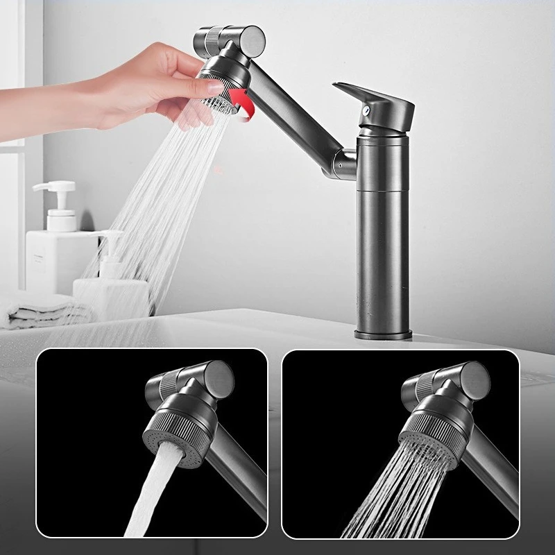 Home Use Brass Lucky Cat Wash Basin Cold and Hot Water Faucet Bathroom Vanity Wash Basin Multi-functional Anti-splash Faucet