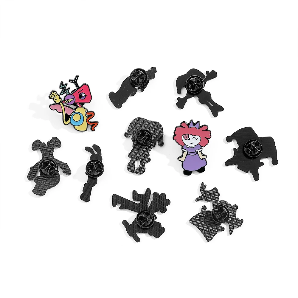 The Amazing Digital Circus Pomni Jax Cartoon Brooch Creative Metal Lapel Pin for Hat Children Christmas Kids Gifts