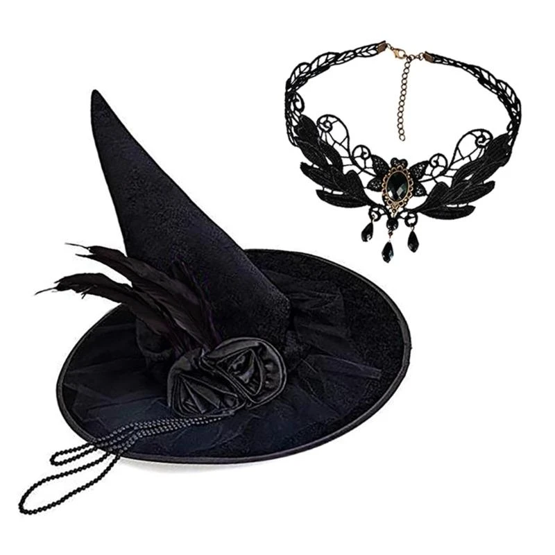 R1WE Verfijnde unisex-hoedenkettingset Unieke, verweerde, stijlvolle hoed Mode-creatieve hoed voor een stijlvolle feestlook