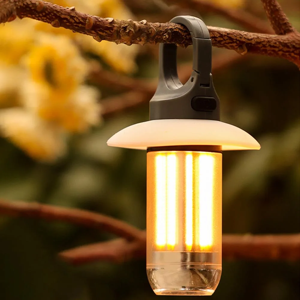USB recarregável dupla fonte de luz, luz de tenda, branco quente, lanterna, lanterna camping, iluminação de pesca noturna, 600mAh