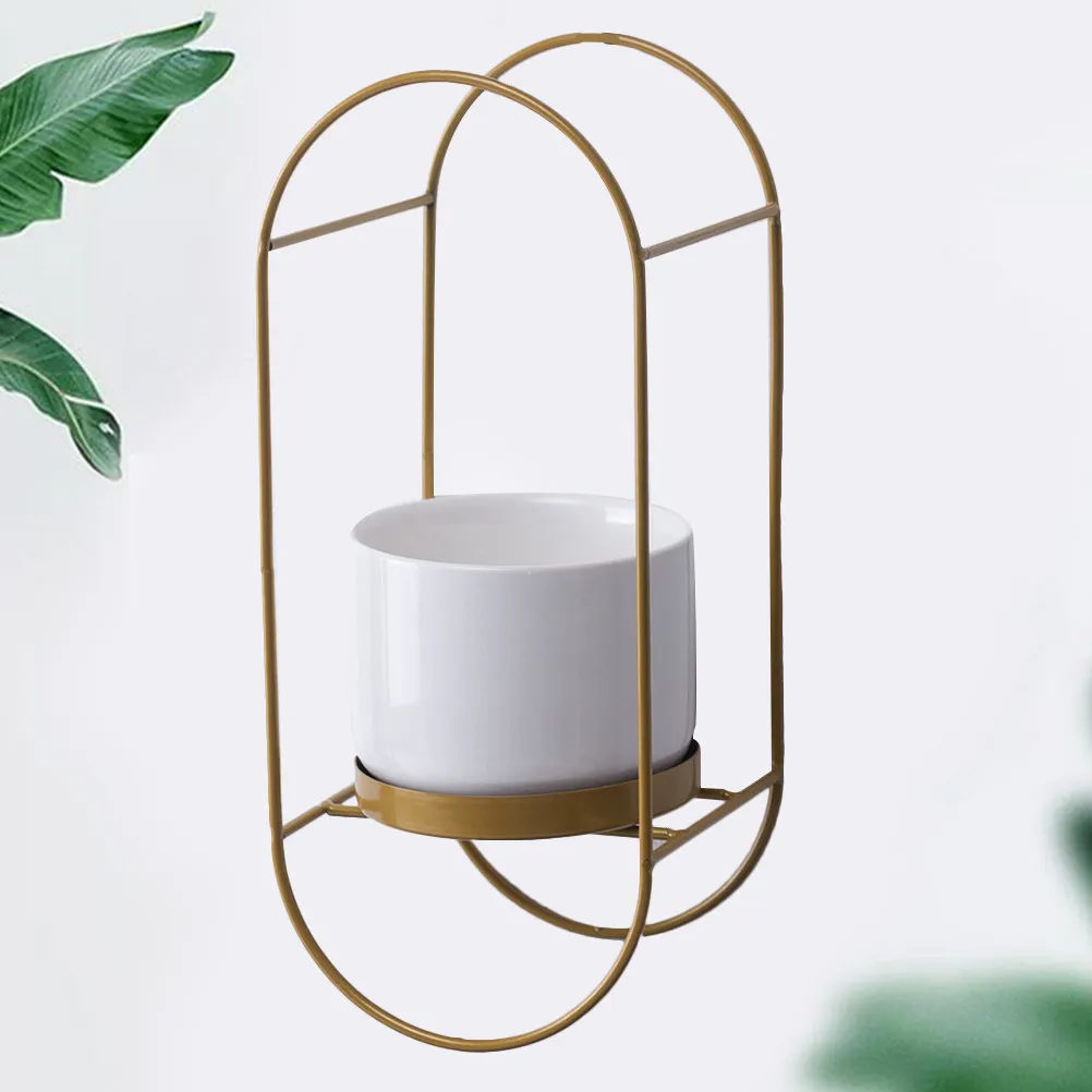 1Set Wall Mounted Flowerpot Set Premium Iron Bracket with Ceramic Planter for Home Balcony Kitchen Garden Bonsai Hanging Shelf