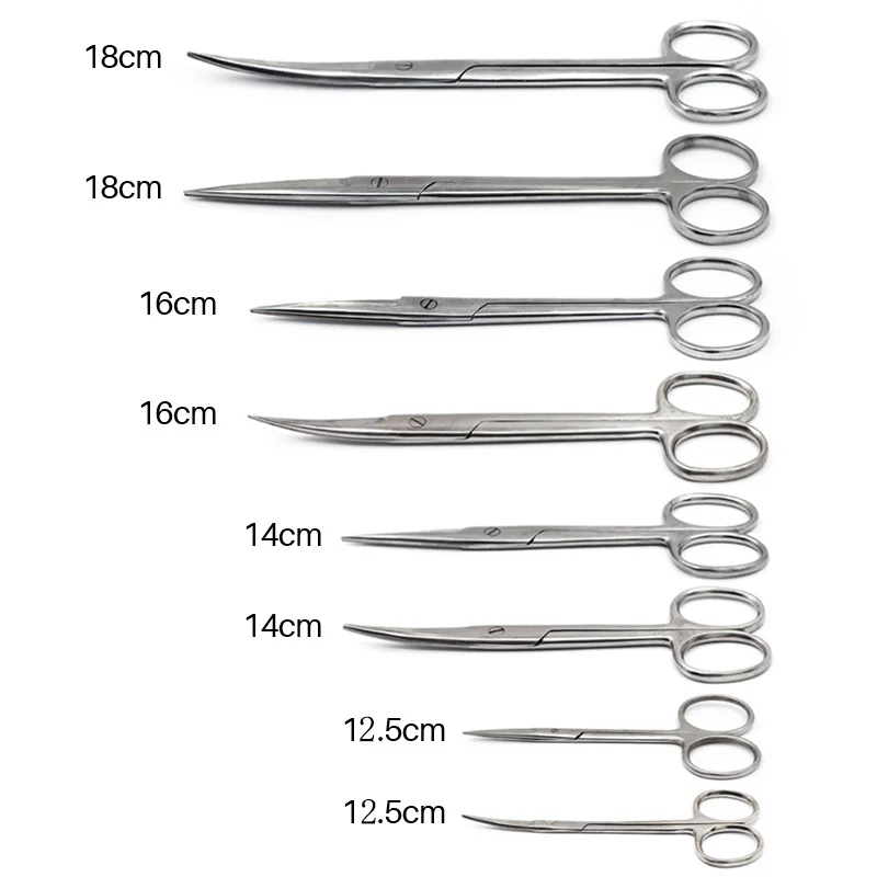 Dental Surgical Scissors 12.5Cm/14Cm/16Cm/18Cm Stainless Steel Forceps Straight Curved Medical Tools for Dental Clinic