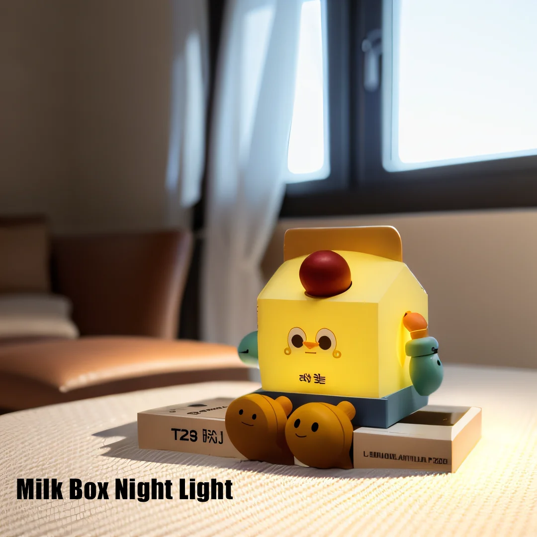 

Rechargeable Night Light Cartoon Milk Carton Night Light USB Rechargeable Cute PatPat Silicone Lamp Timer Function Sleeping Lamp