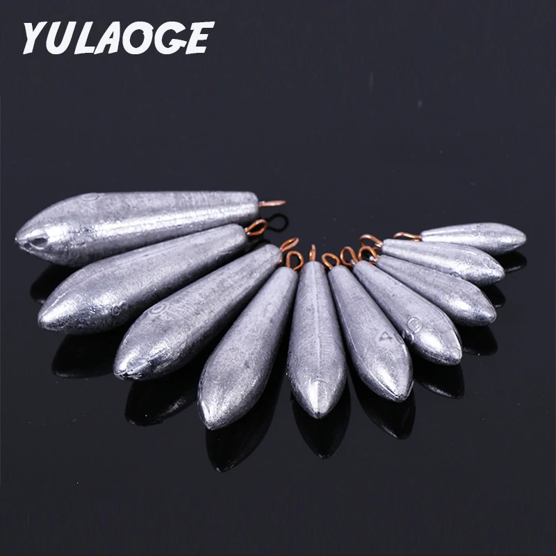 

5PCS Leaded head Lead sinkers fishing water drop pendant Willow Leaf Ring Pendant Lead sinkers Sinkers for fishing