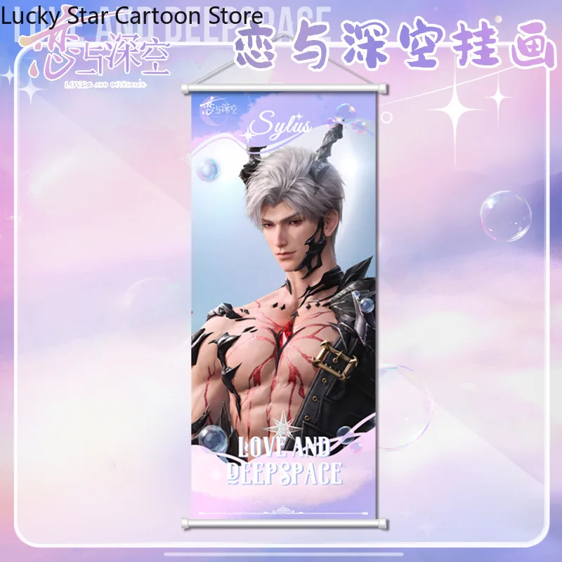 คอสเพลย์ความรักและ Deepspace Sylus อะนิเมะ HD Scroll โพลีเอสเตอร์พีชผิวแขวนผนังภาพวาดตกแต่งบ้านโปสเตอร์ Wall Art Room ของขวัญ