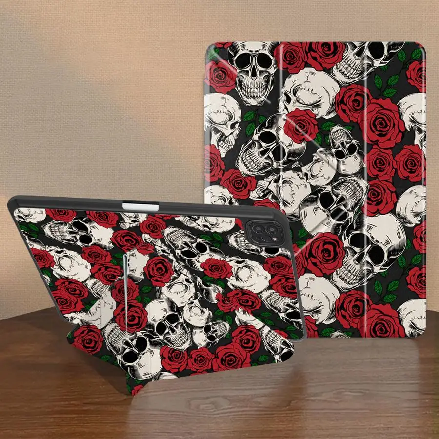 

Skeleton Flower Cool Holder Cover Tablet Case For iPad Pro 11th 10th 9th 8th 7th 12.9inch Mini 6 7 Pro 2025 Air 4 5 M3 M2 1 2 M4