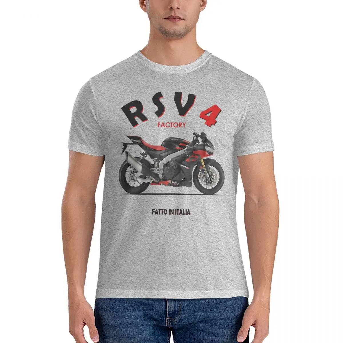 The RSV4 1100 Men's T Shirt Aprilias Novelty Tees Short Sleeve O Neck T-Shirts Pure Cotton New Arrival Clothes