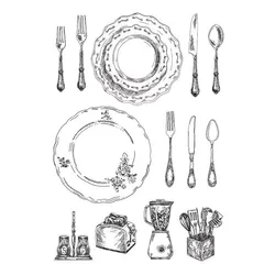 Tableware Transparent Clear Stamps for DIY Scrapbooking/Card Making Fun Decoration Supplies A0209