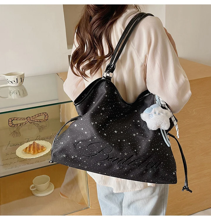 Y2k Fashion Letter Printing Pattern Shoulder Bag for Women 2026 Sweet Girls Vintage Casual Tote Bag Handbags Large Capacity Bag