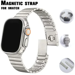 Magnetic Buckle Strap for Apple Watch Ultra 2 Band 49mm 45 44 38mm 40mm Stainless Steel Bracelet for IWatch Series 9 8 7 6 5 SE