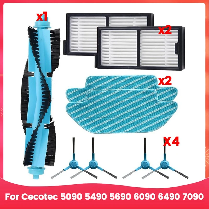 

AU-For Cecotec 5090 5490 5690 6090 6490 7090 Series Robot Vacuum Cleaner Main Side Brush Hepa Filter Mop Cloth Accessories