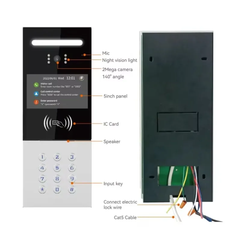 다세대 주택 및 건물 인터콤 시스템용 IP 비디오 도어 스테이션 최대 254개 유닛 7인치 터치