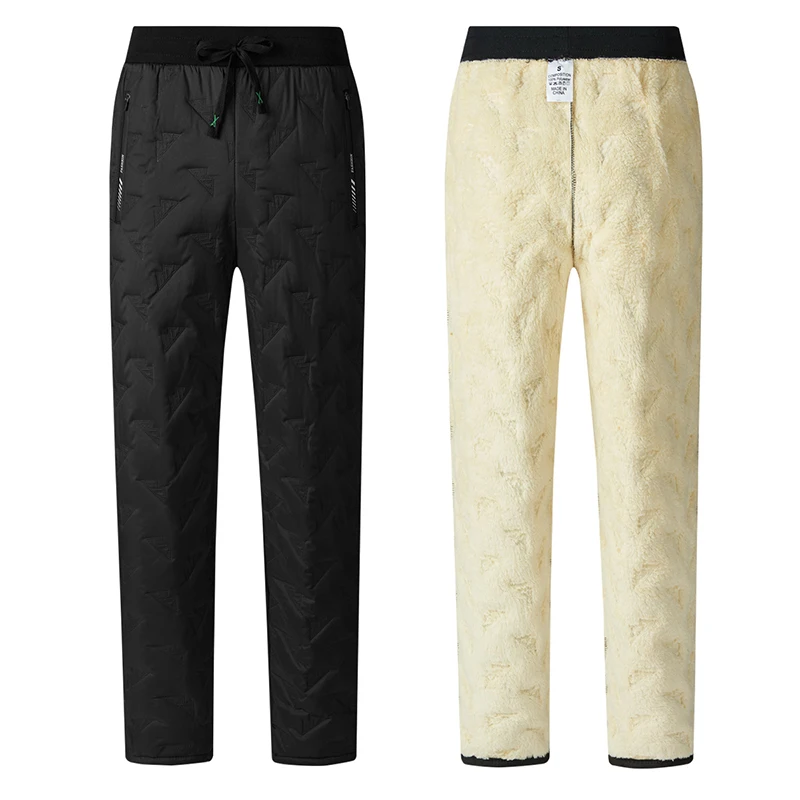 Męskie spodnie dresowe zimowe, pluszowe, grube, z polaru, z wełny jagnięcej, termiczne, codzienne, wiatroodporne, ciepłe, proste spodnie.