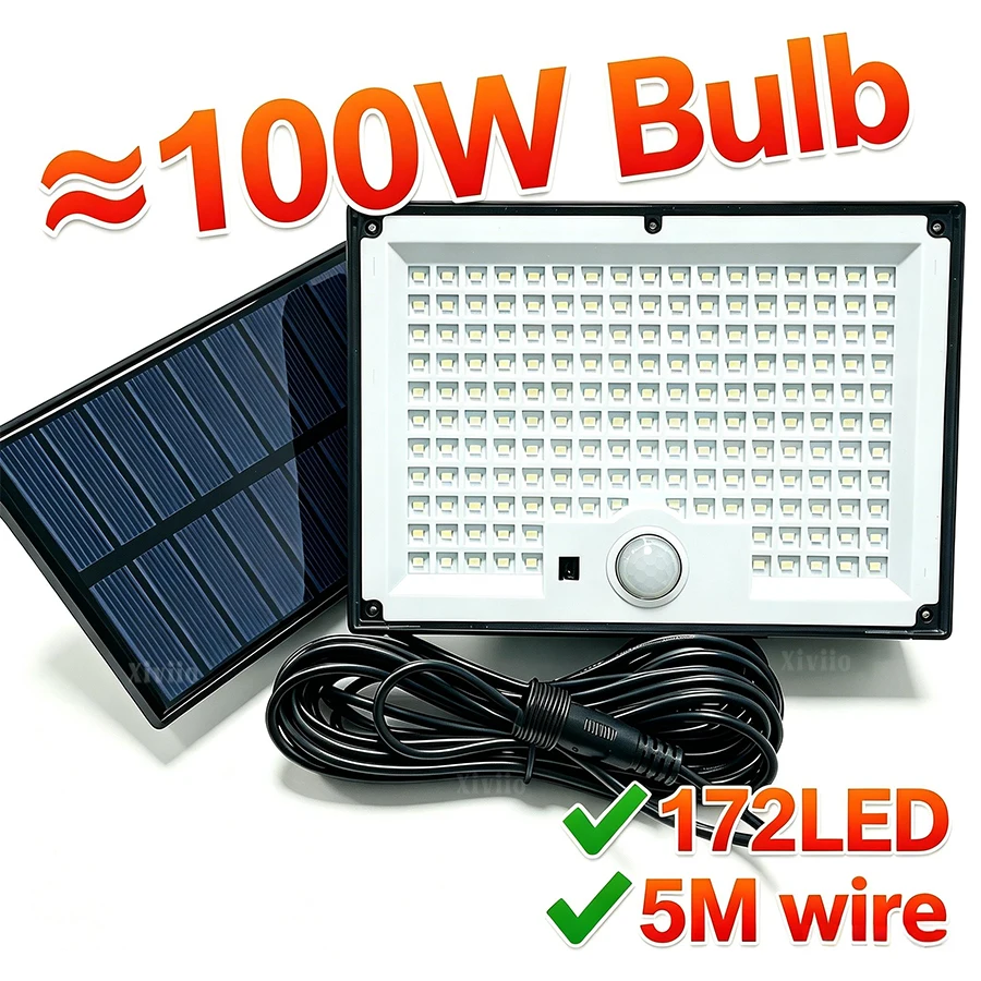 Solar Light Outdoor 172LED Solar Security Light Motion Sensor Garden Wall Lamp IP65 Waterproof Solar Powered Flood Light Yard