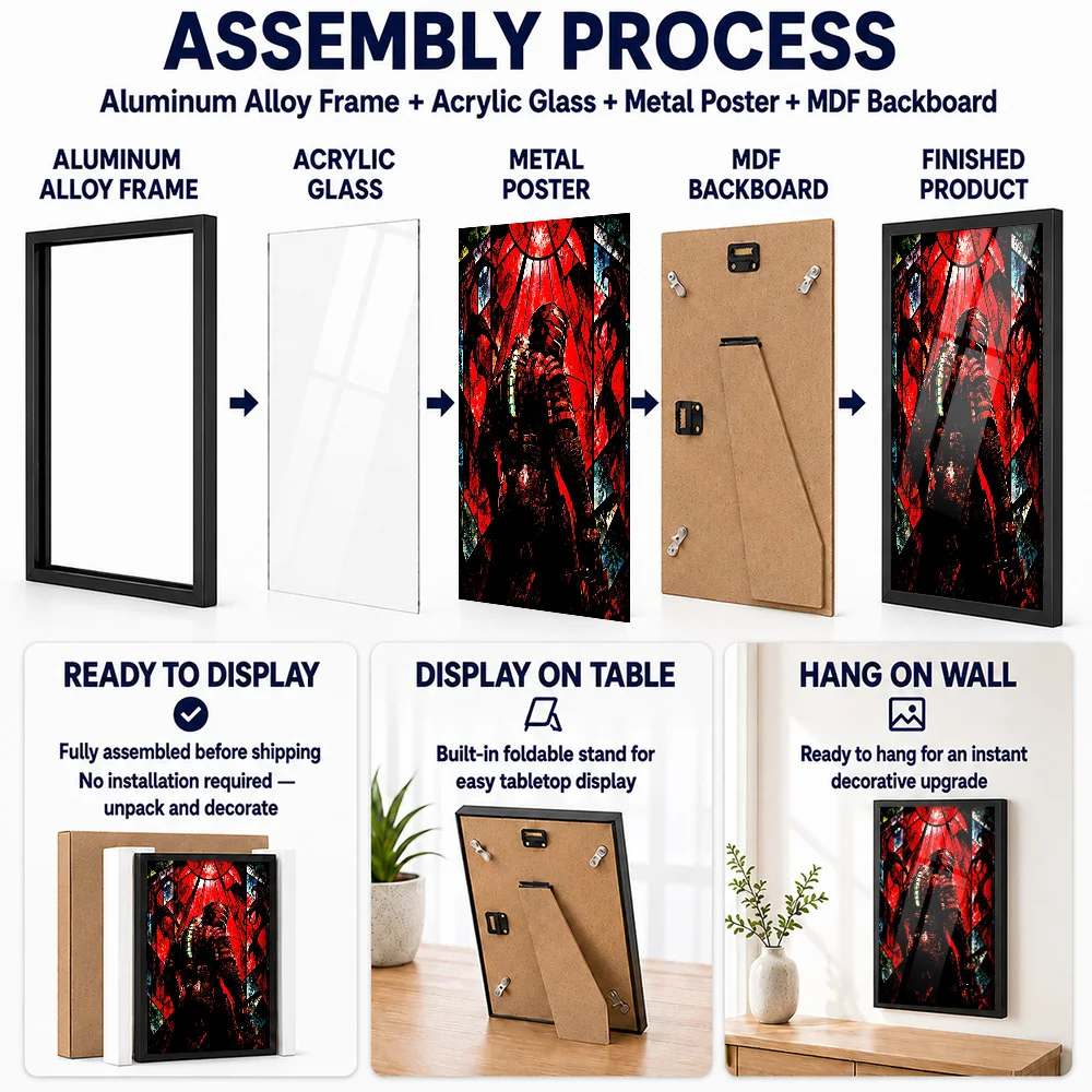 Dead Space Isaac Clarke Metal Poster With Aluminum Alloy Frame Personalized Stained Glass Inspired Wall Art For Gaming Lounge